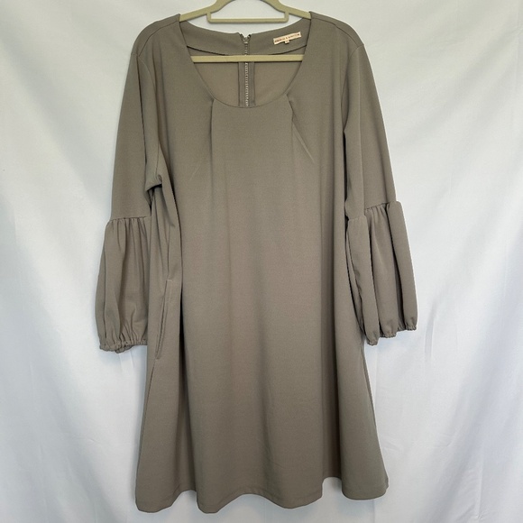 Standards & Practices Gray Shift Dress‎ with Puff Sleeves - Picture 1 of 8